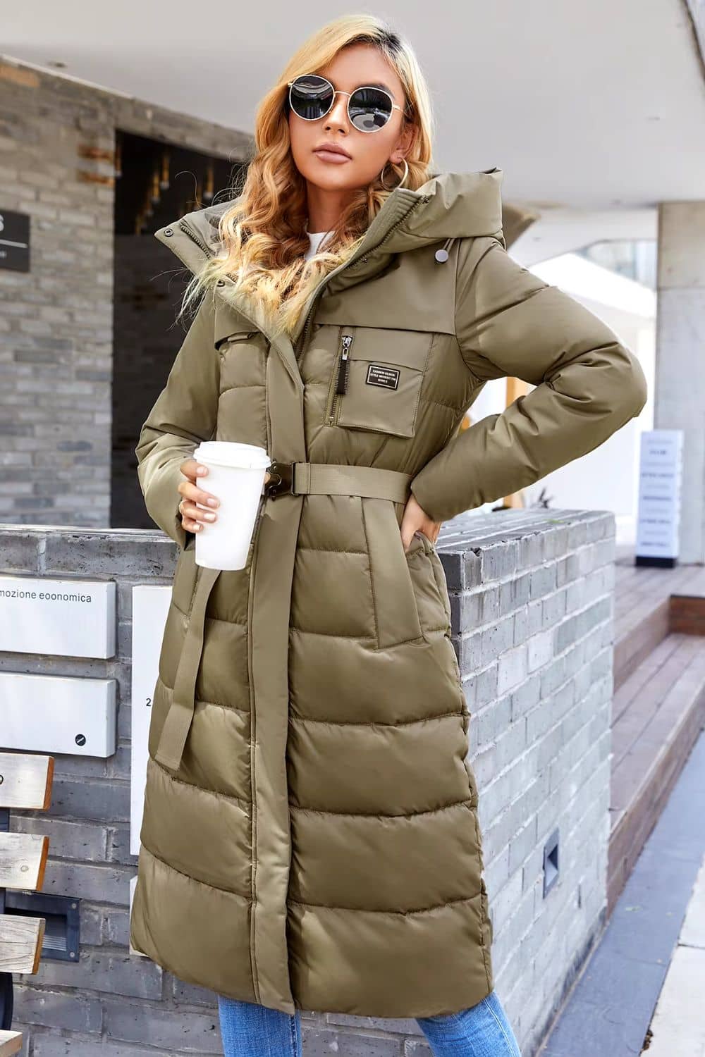 جاكيت مبطن مبطن بحزام أوديلا