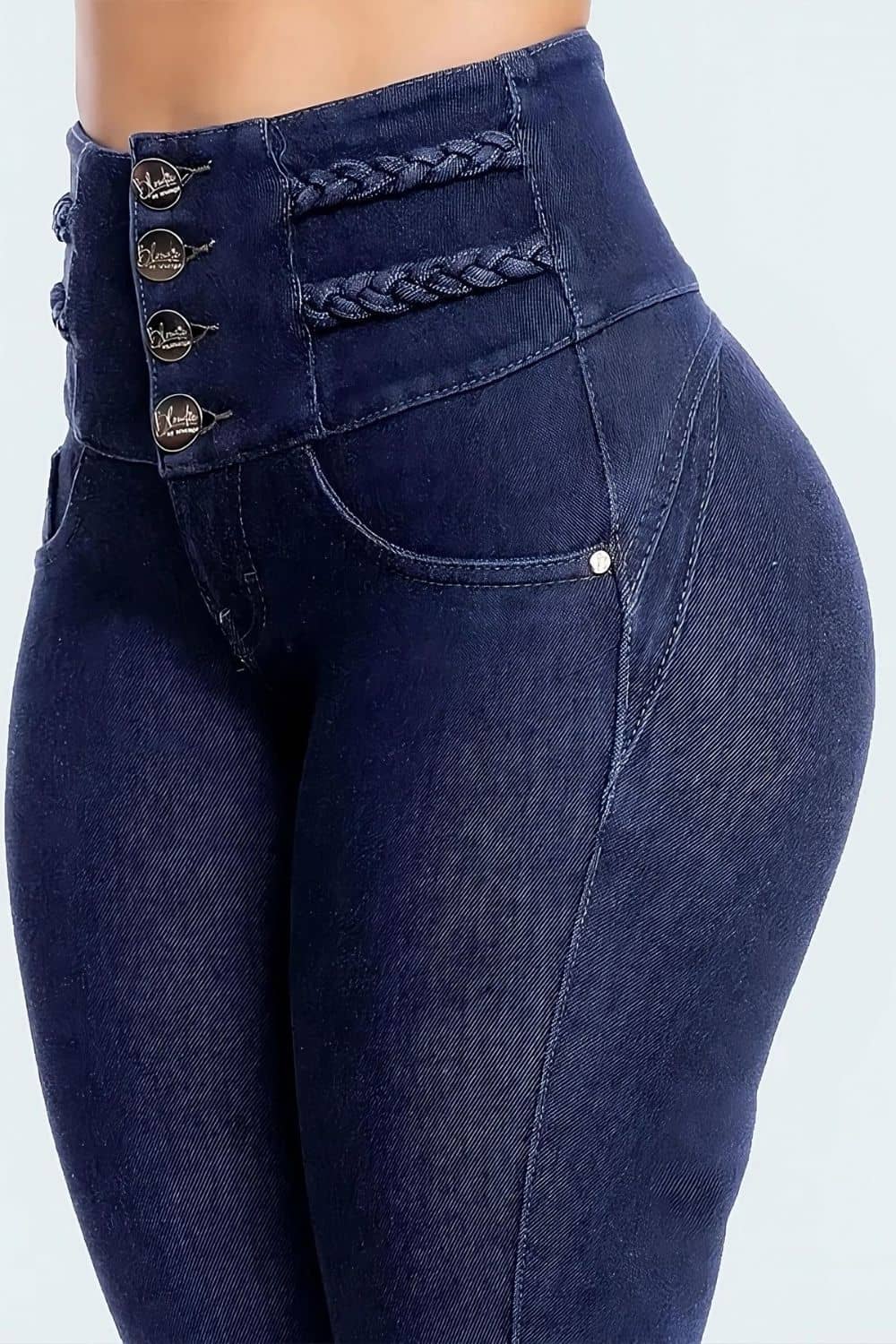 High Rise Po hebende Skinny Jeans