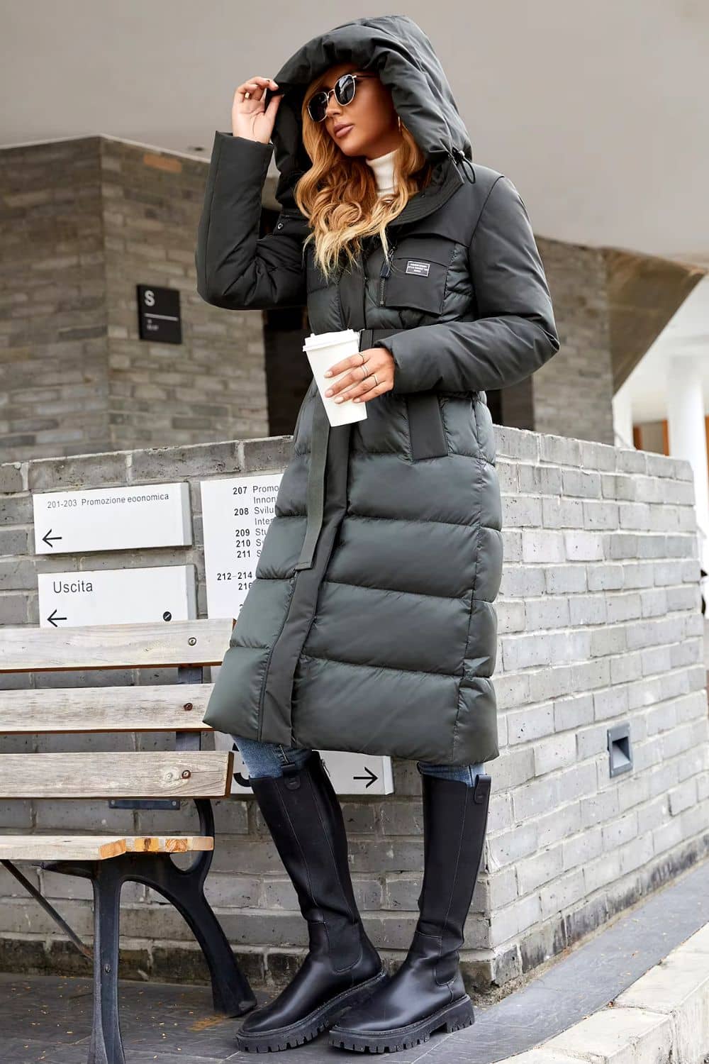 جاكيت مبطن مبطن بحزام أوديلا