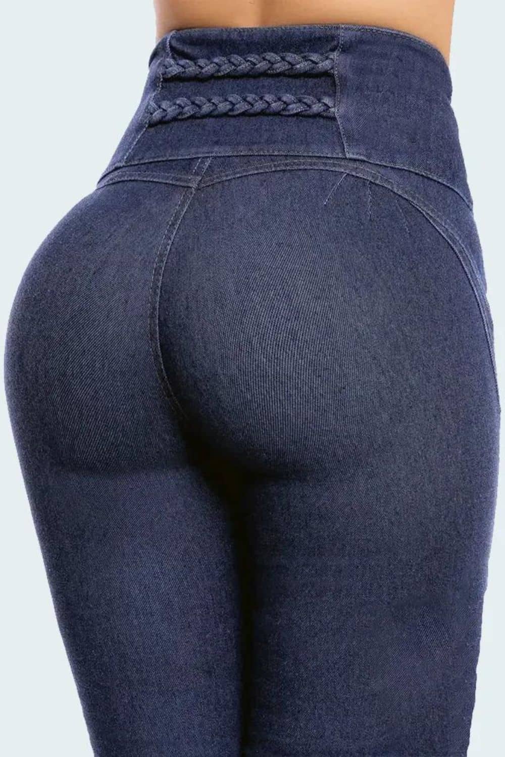 High Rise Po hebende Skinny Jeans