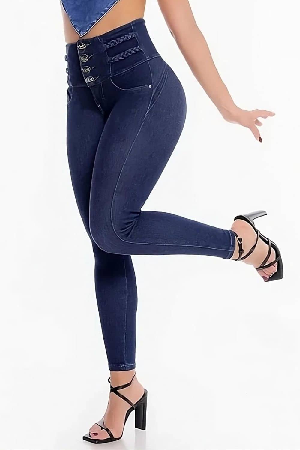 High Rise Po hebende Skinny Jeans