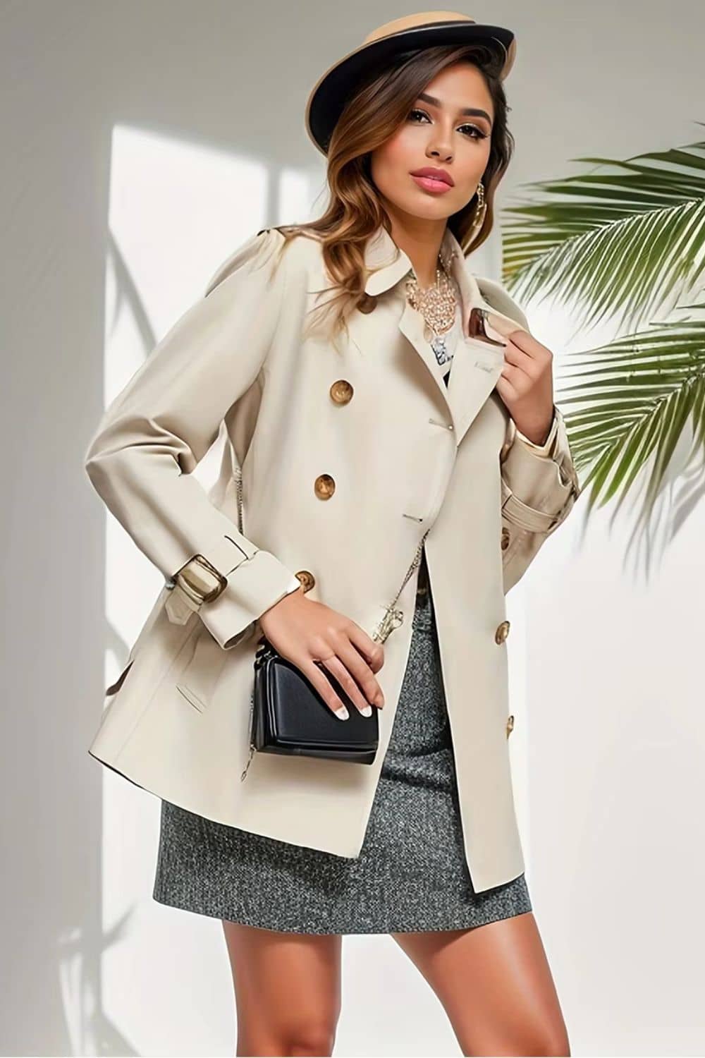 Abrigo Trench Medio para Mujer