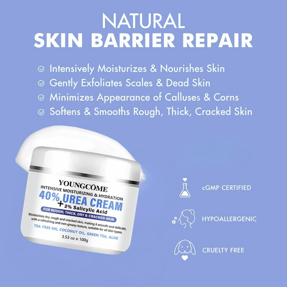 Urea Cream jar with natural skin barrier repair benefits