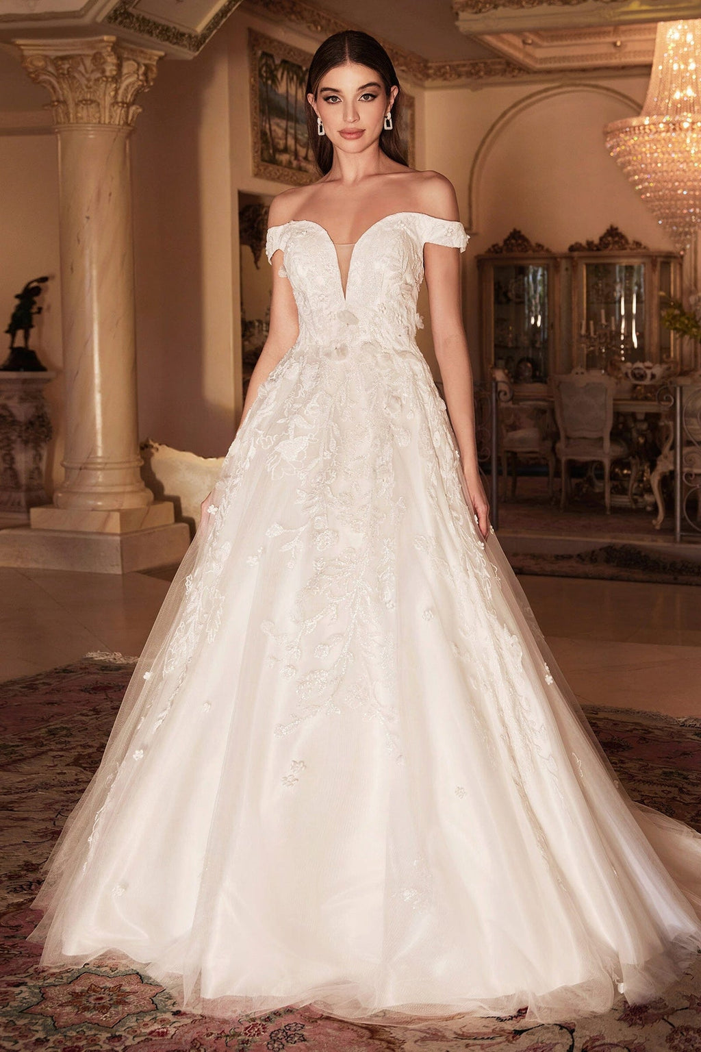The Lucy Long Off The Shoulder White Gown 12