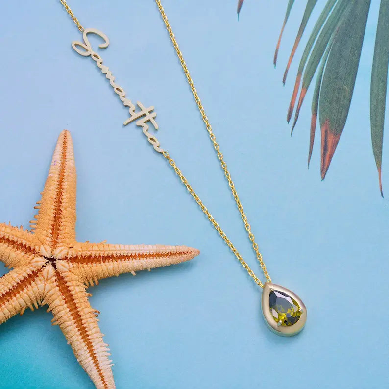 august birthstone necklace