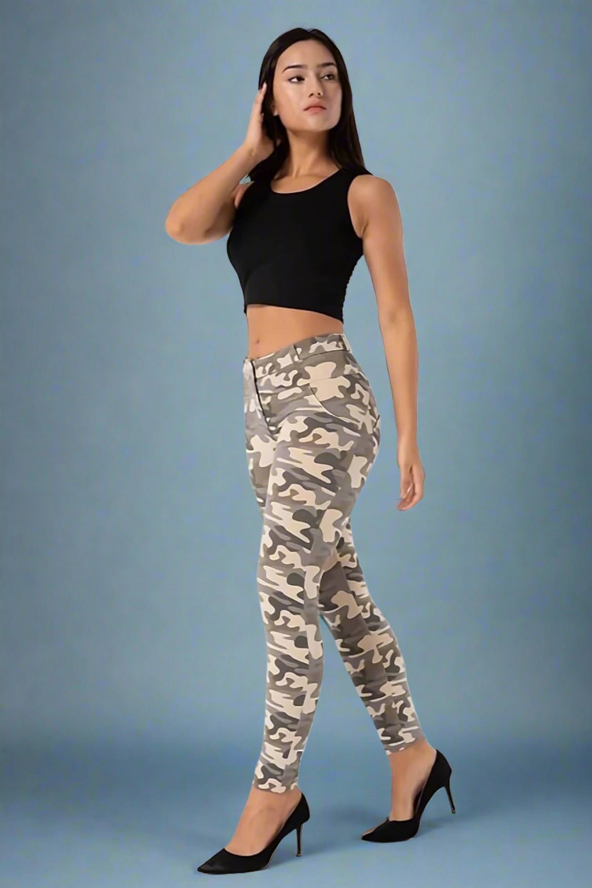 High-Rise Camouflage Skinny Jeans