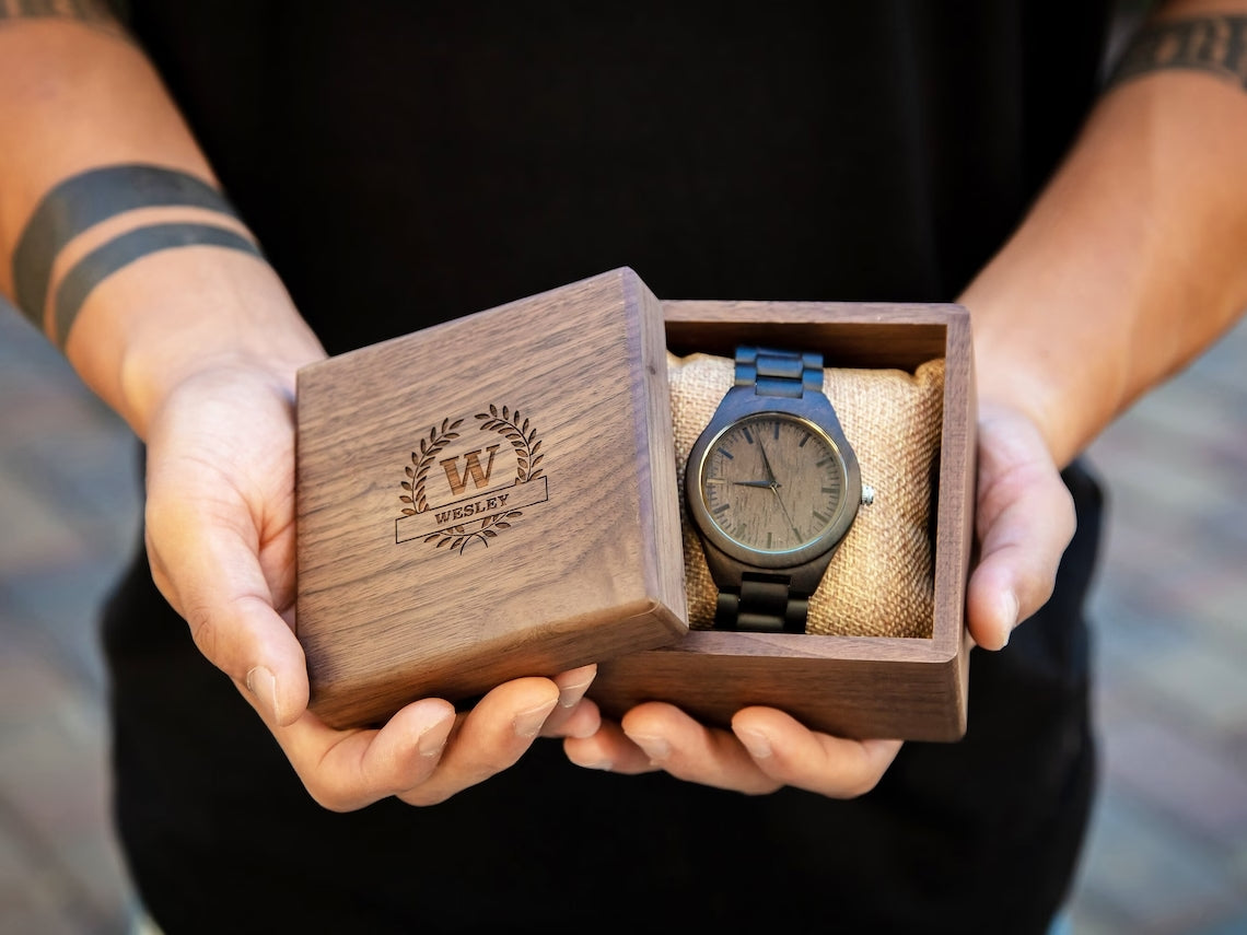 Engraved Wood Watch & Box