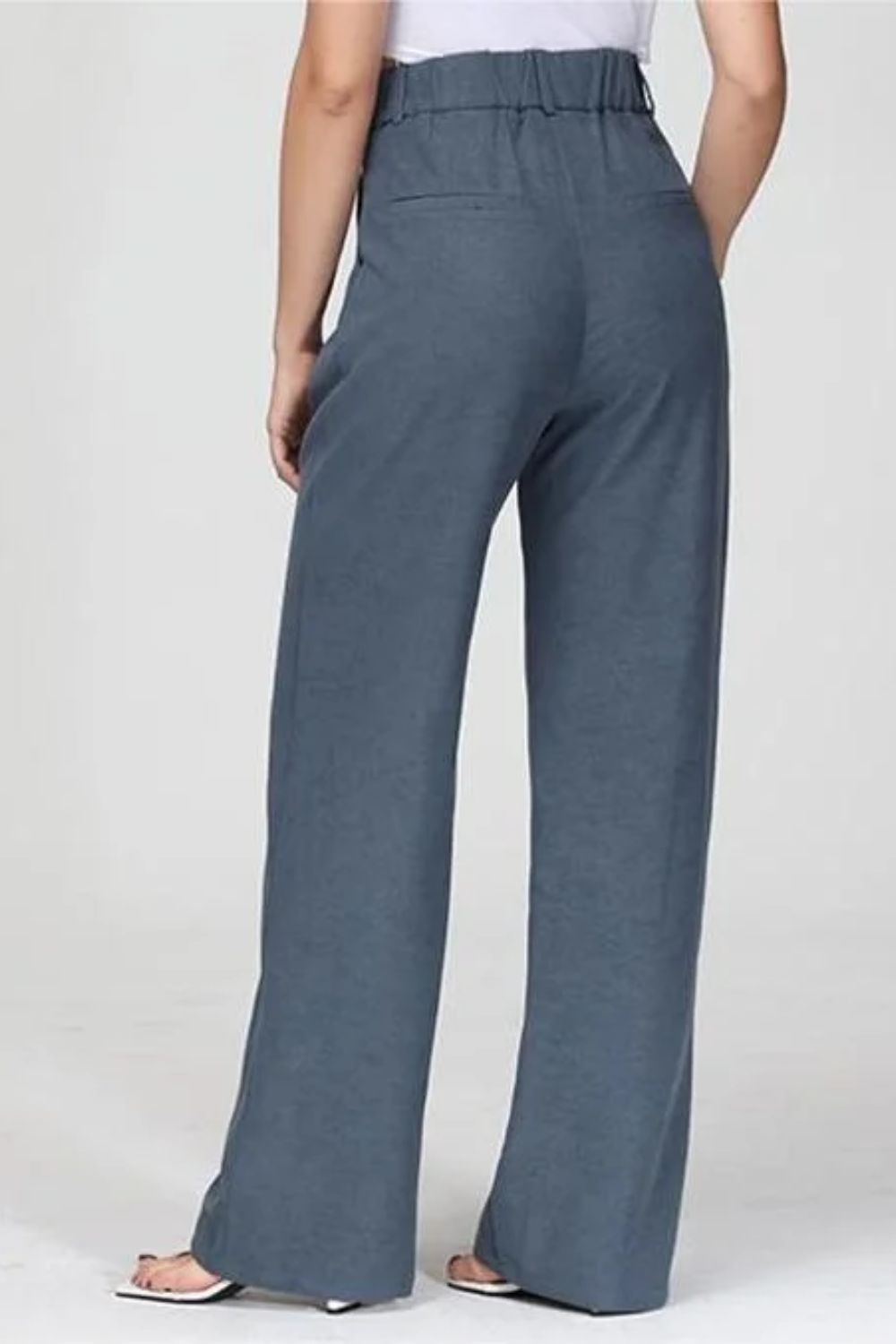 High-Waisted Wide Leg Pants - Charcoal