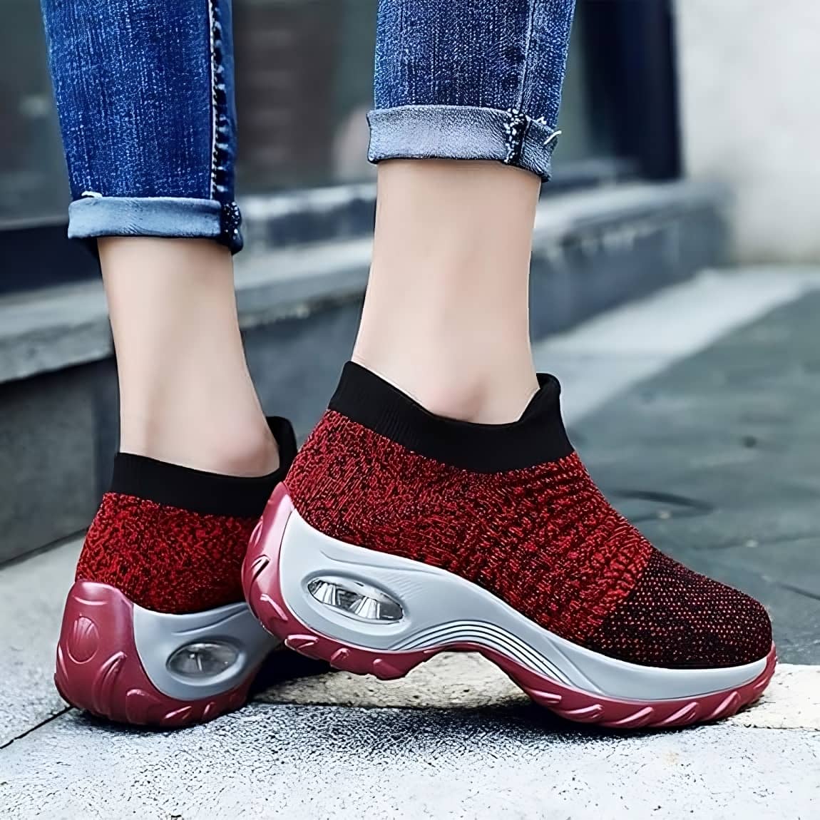 red orthopedic sneakers