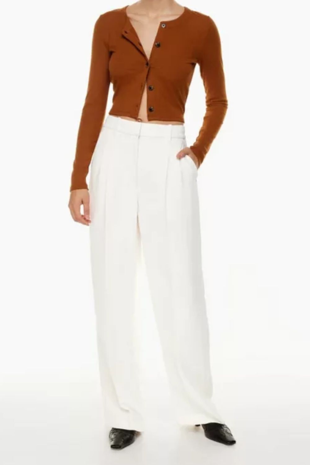 High-Waisted Wide Leg Pants - White