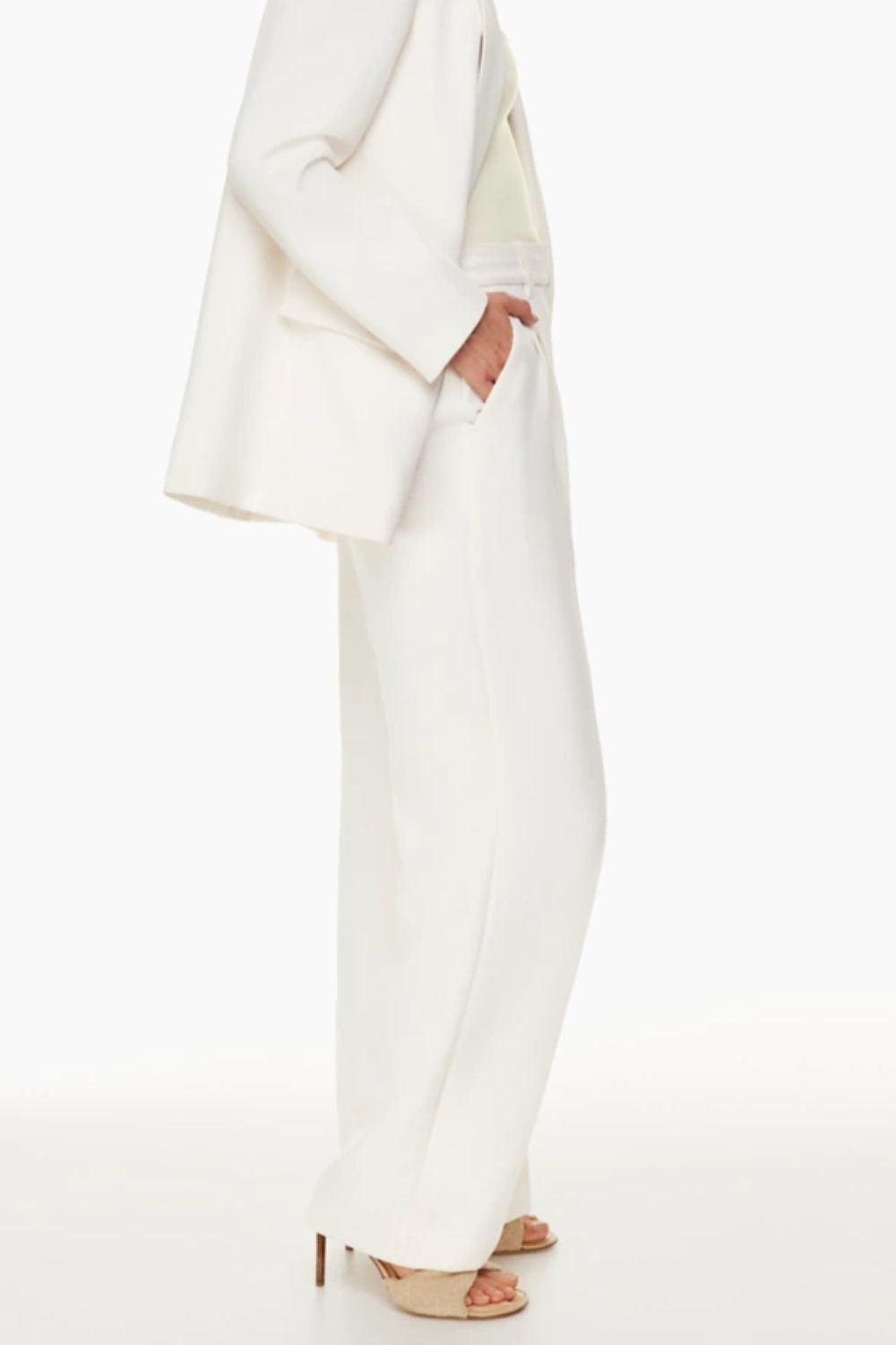 High-Waisted Wide Leg Pants - White