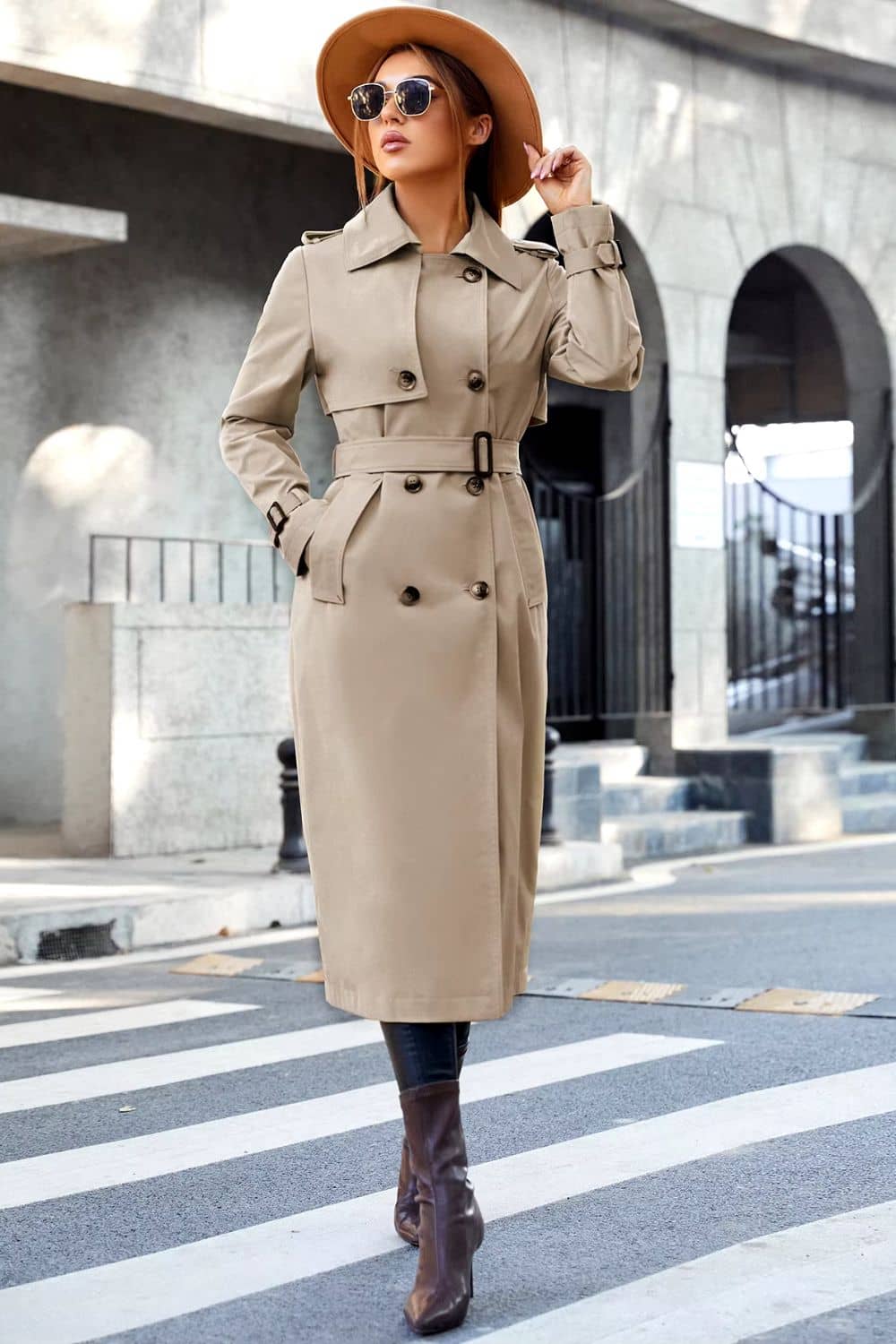Trench-coat long ajusté