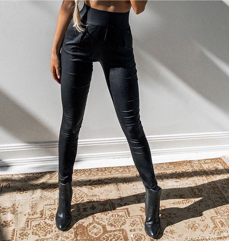 Vivace Black Vegan Leather Leggings