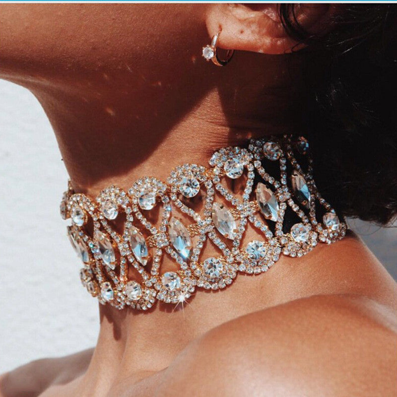 rhinestone choker necklace