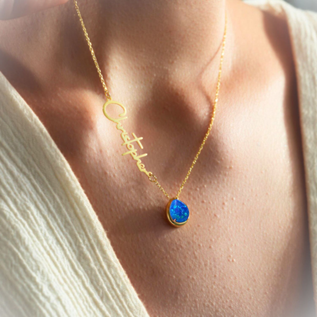 Opal Birthstone Necklace