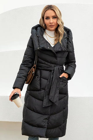 Women's Belted Long Parka