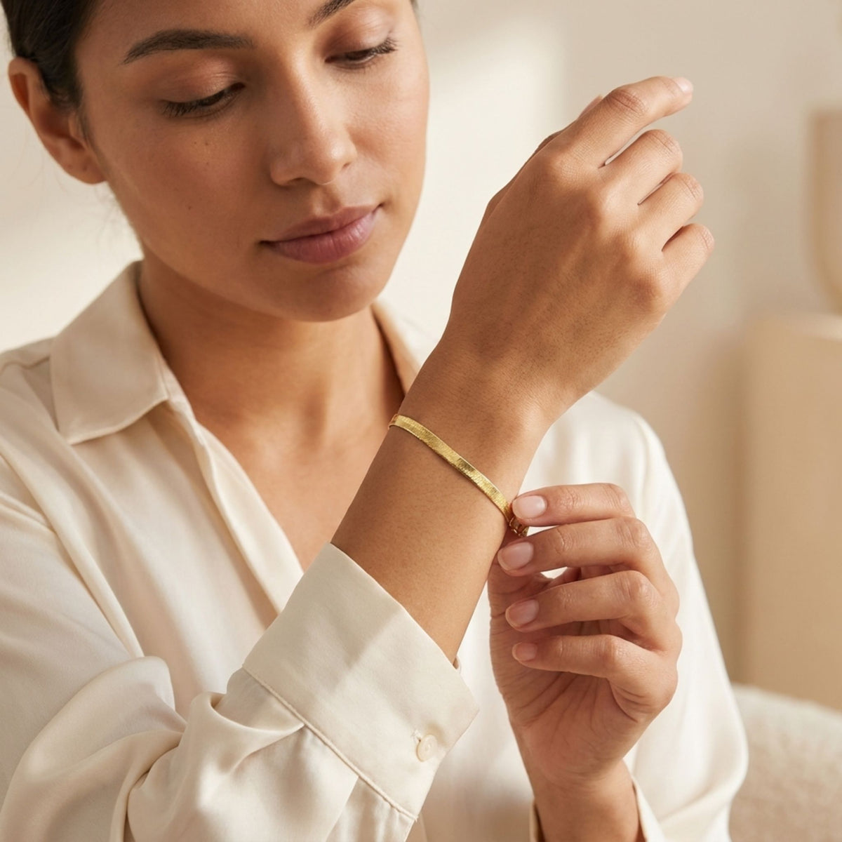 Gold Herringbone Bracelet