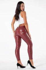 Butt Lifting Leather Pants - Burgundy