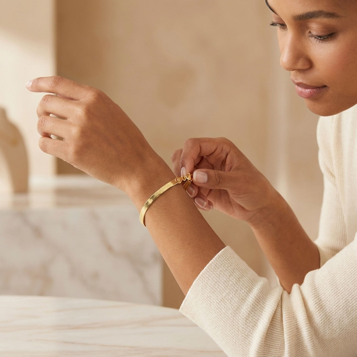 Gold Herringbone Bracelet