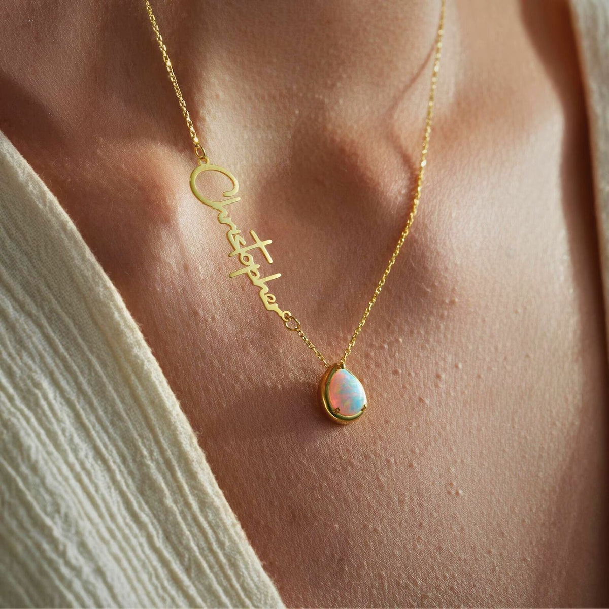 Opal Birthstone Necklace