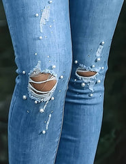 ripped jeans with pearls