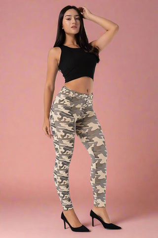 High-Rise Camo Skinny Jeans