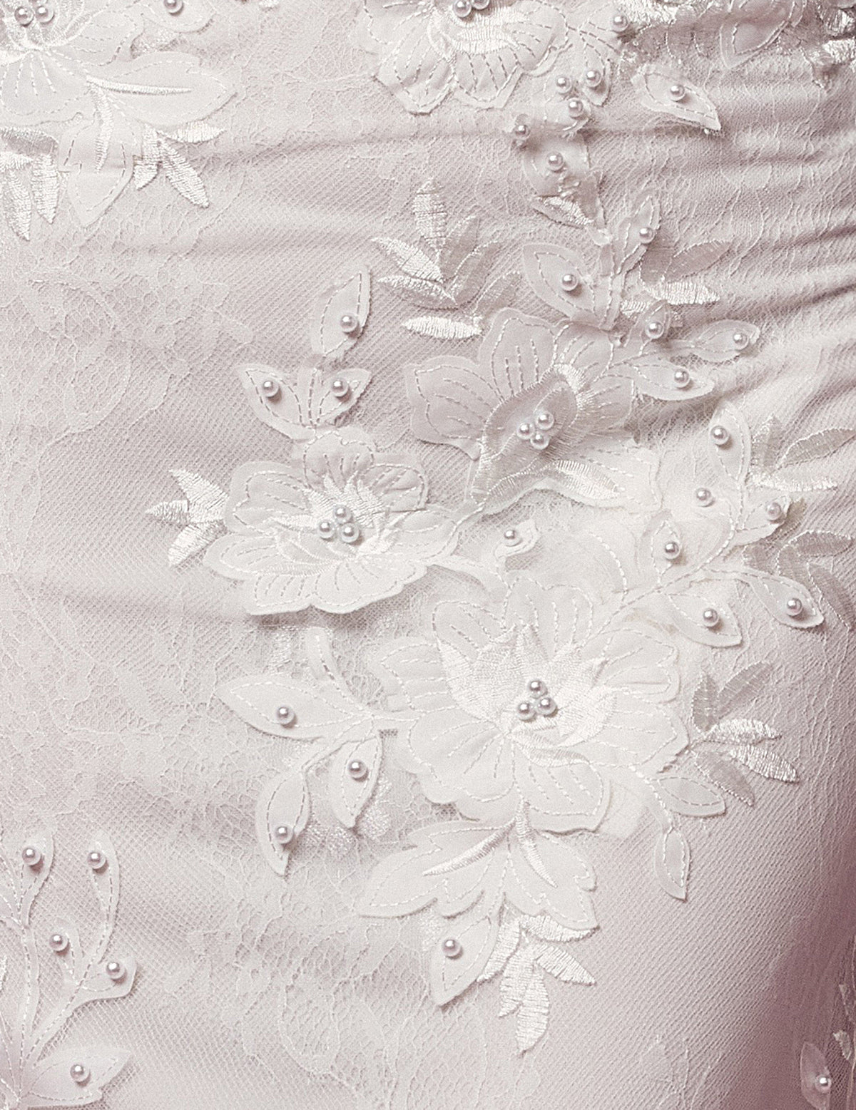 Lace Embroidered Mermaid Overskirt Gown - White