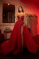 Lady in Red Organza Embroidered Gown