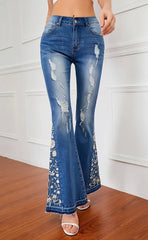 embroidered flare jeans