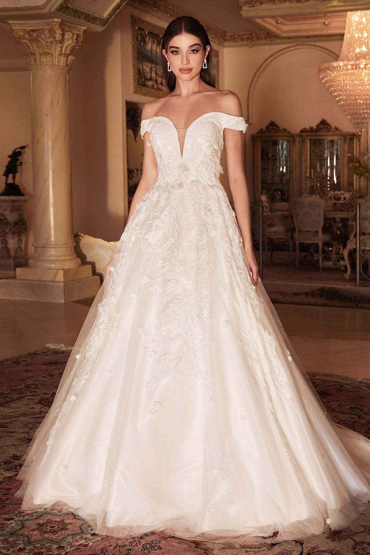 a-line wedding dress off shoulder