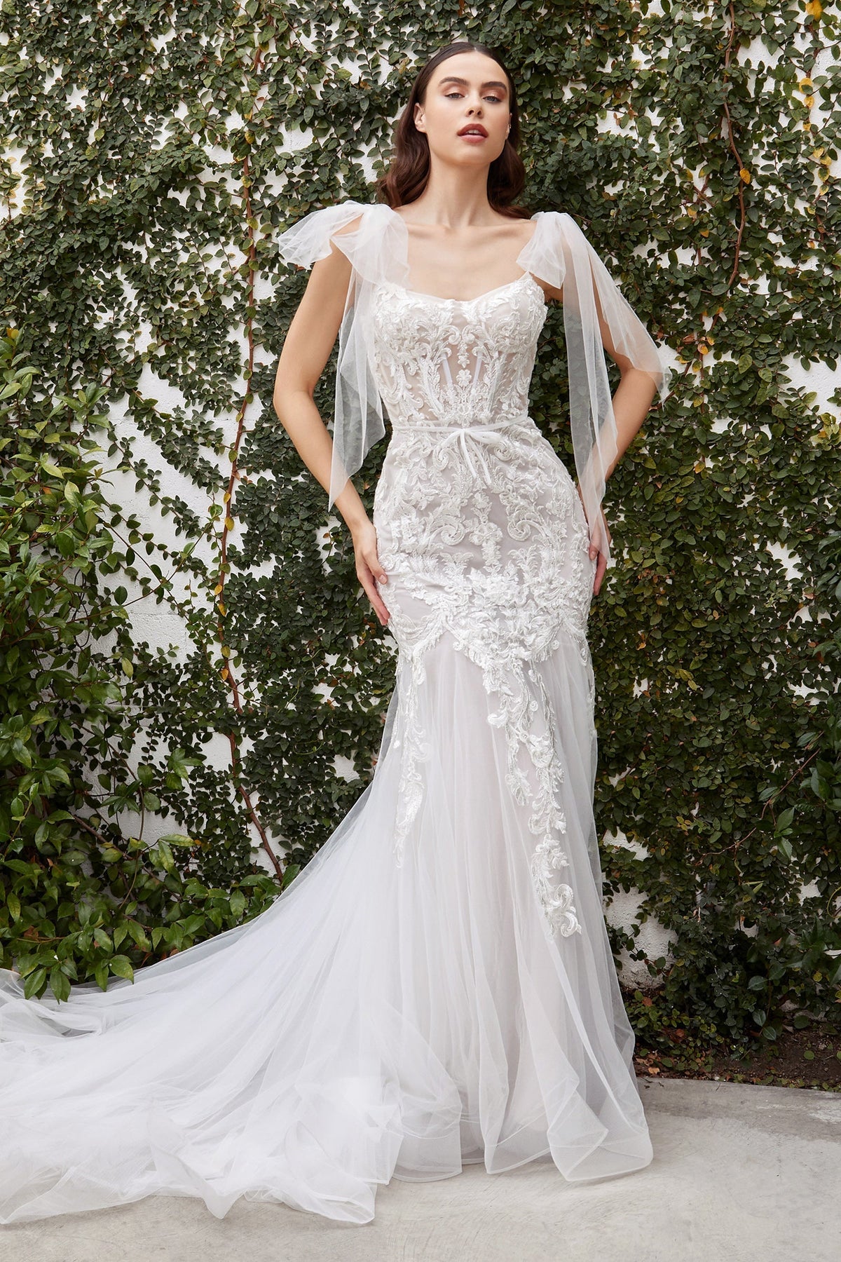 Bow Draped Corset Bridal Gown Off White/Nude / 14 Bow Draped Corset Bridal Gown Off White/Nude / 14