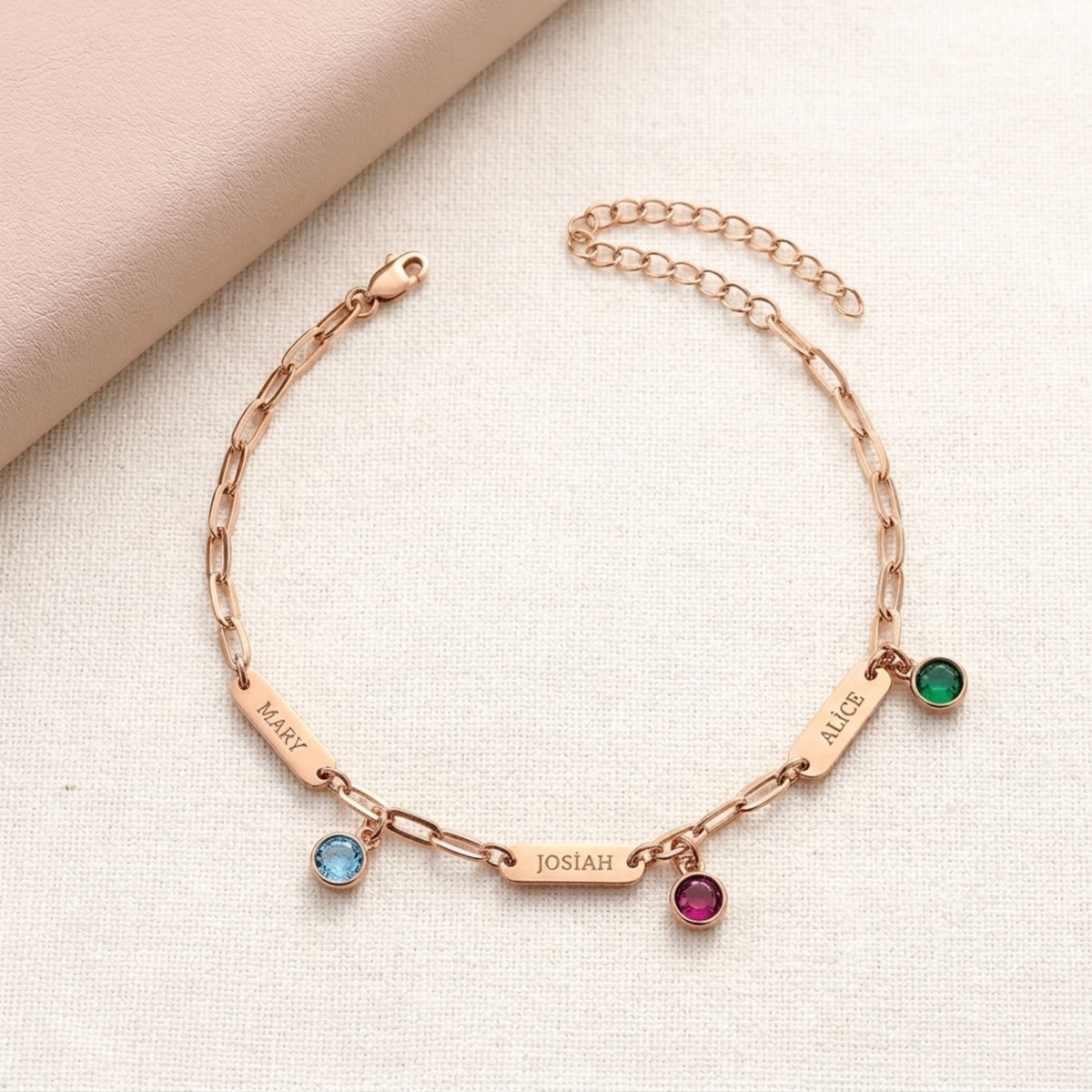 Pulseira com Nome e Pedra de Nascimento