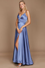 blue bridesmaid dresses long