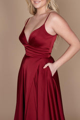 burgundy evening gown