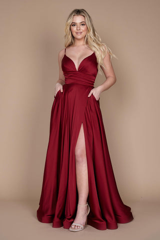burgundy satin bridesmaid dresses