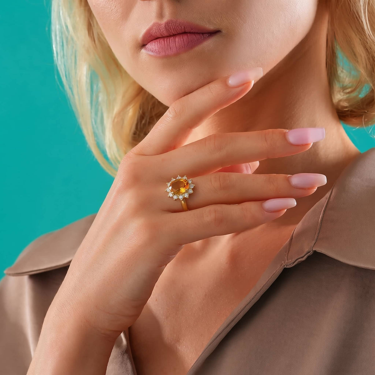 Bague de naissance en citrine ovale