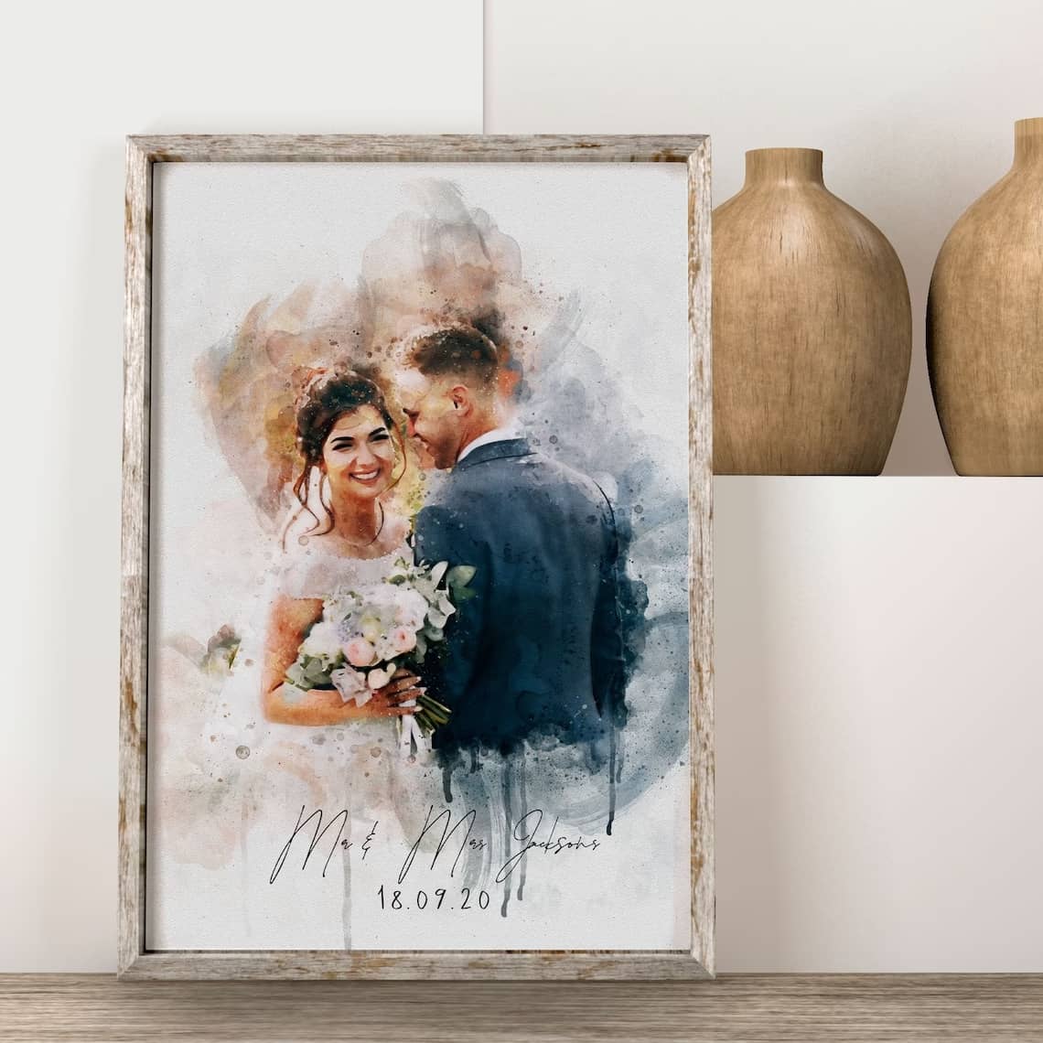 Custom Couple Watercolor Portrait