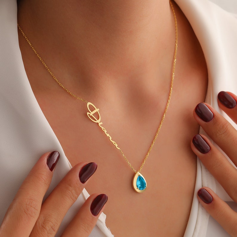 Birthstone Name Necklace