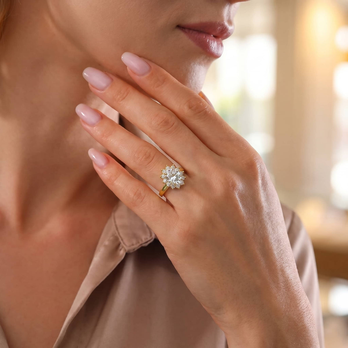 Bague de naissance en diamant taille ovale