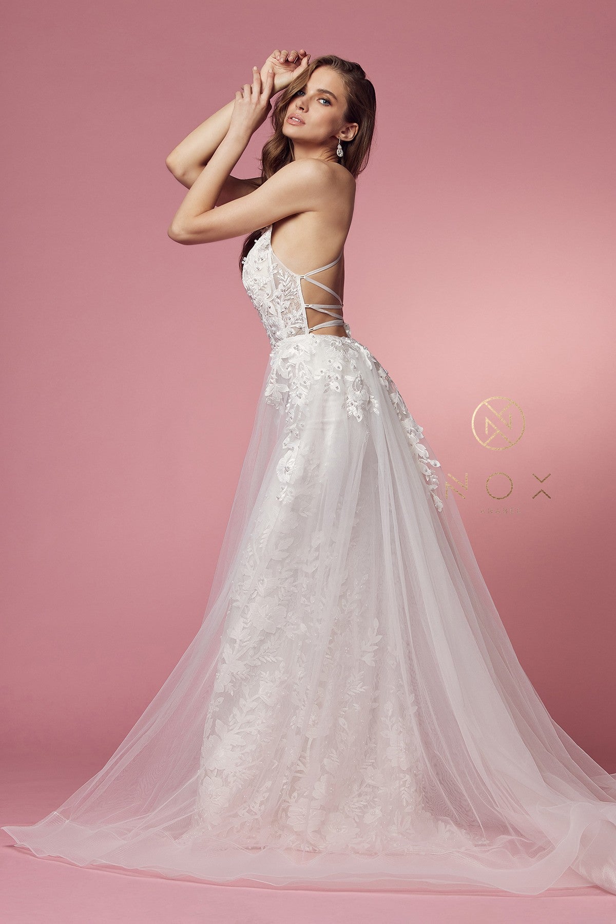 floral lace wedding dress sleeveless