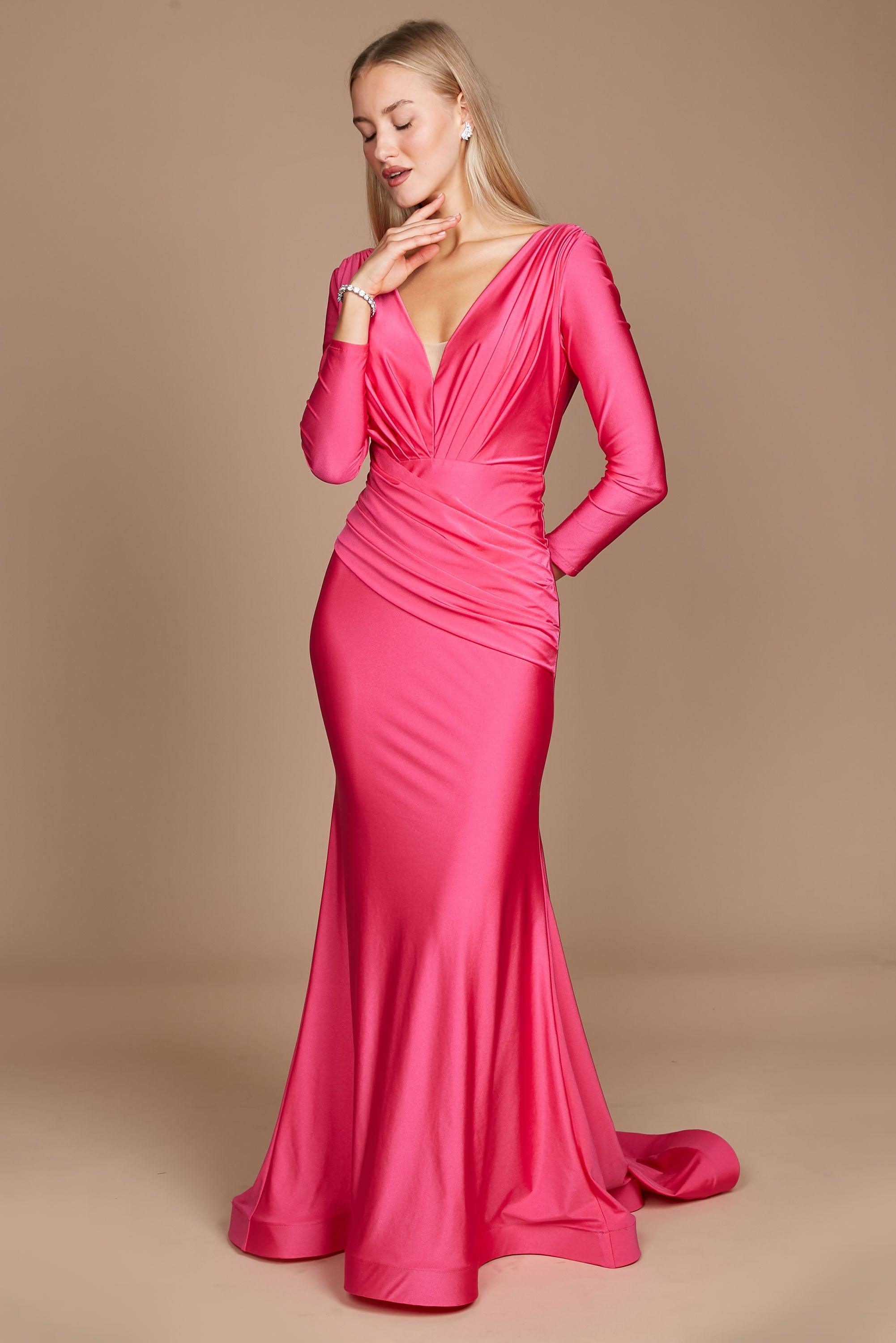 Elegant sation A Line slit Long Evening Dress Fuchsia Pink Formal Part –  Siaoryne