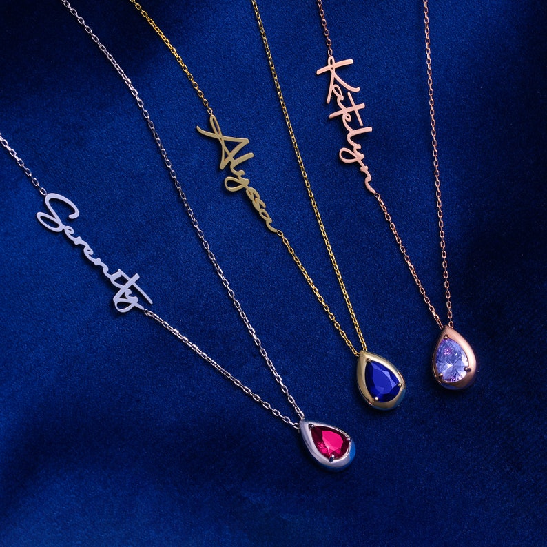 Birthstone Name Necklace