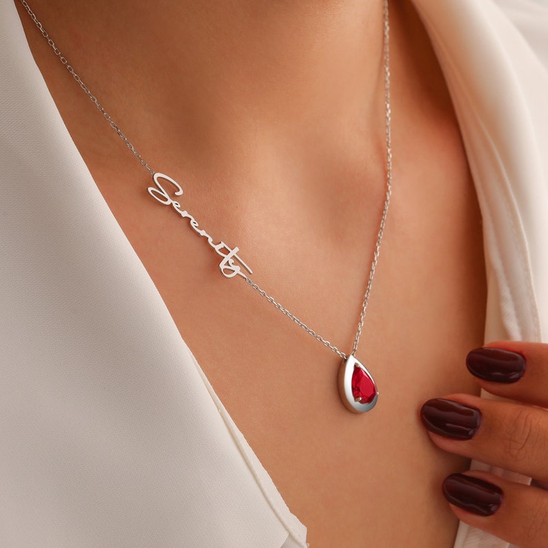 Birthstone Name Necklace