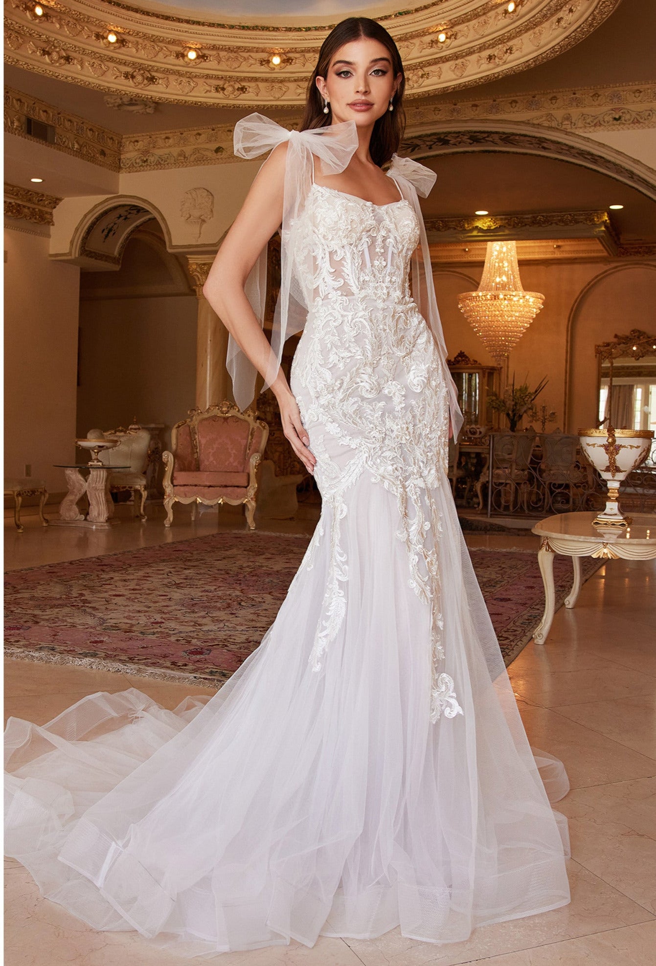 Bow Draped Corset Bridal Gown – StyleMissus