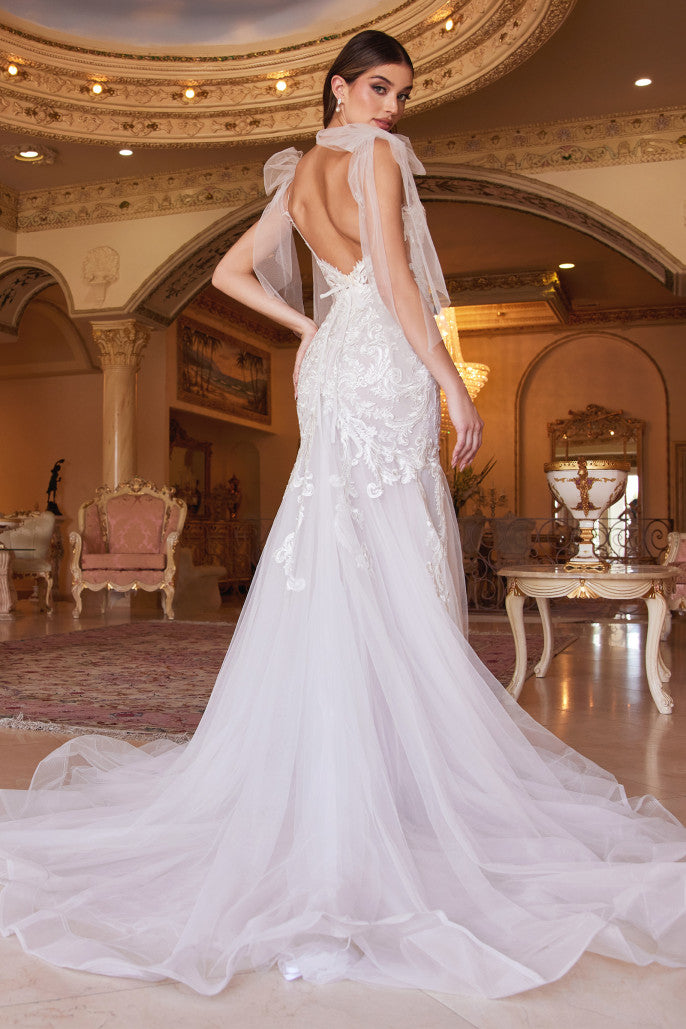 lace mermaid wedding dress with long train