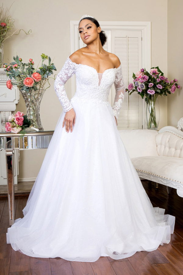 long sleeve lace a-line wedding dress