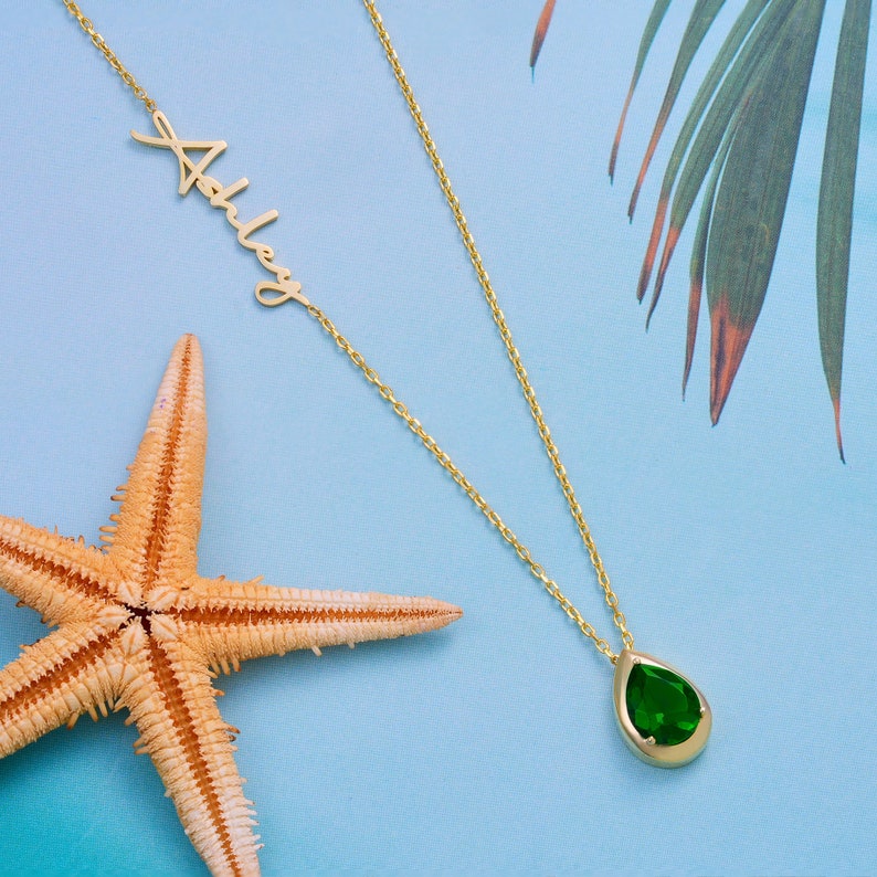 Birthstone Name Necklace
