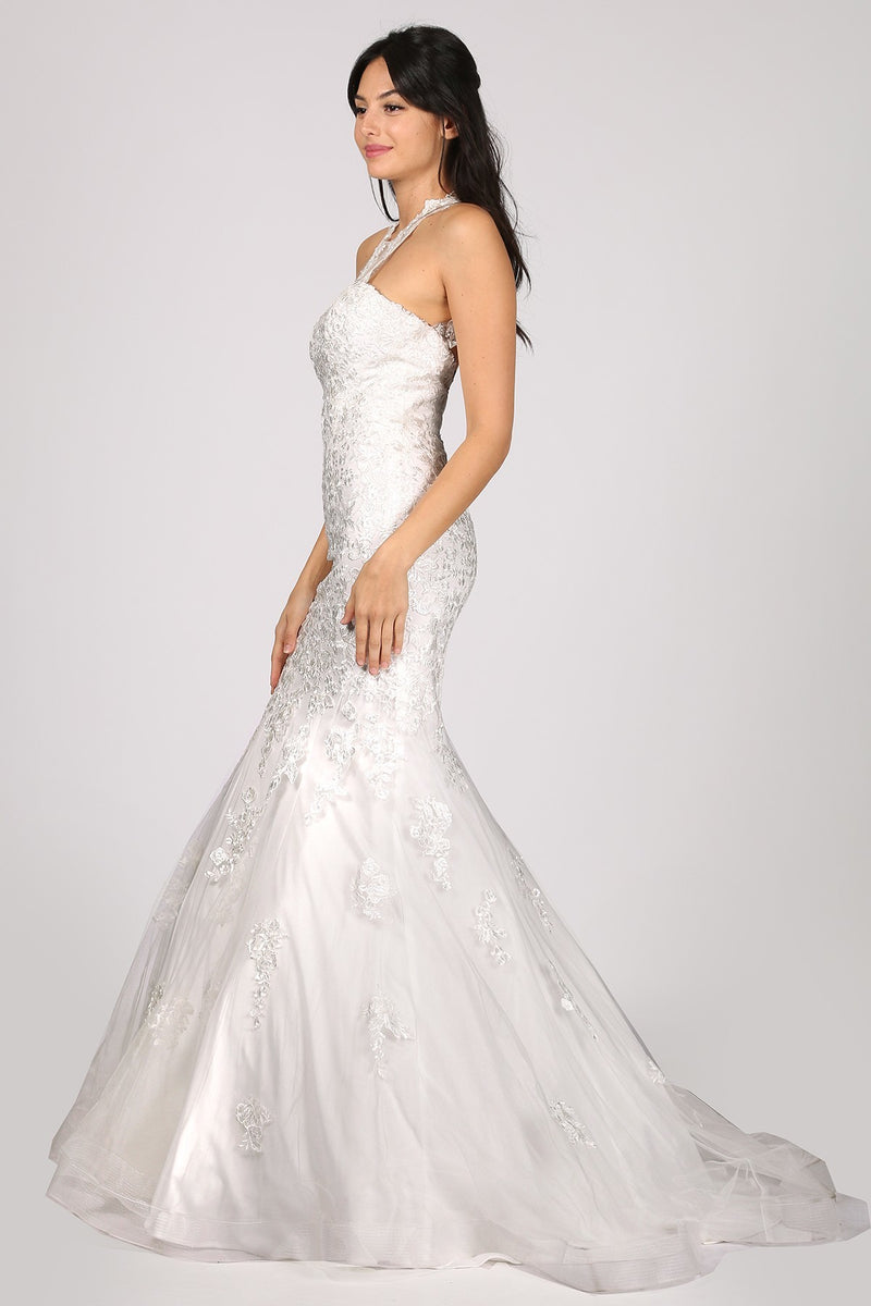 mermaid fitted backless wedding dress