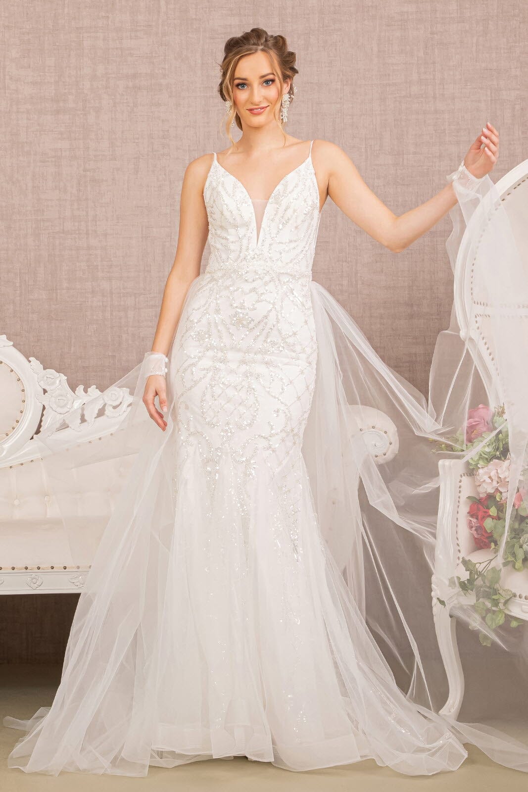 mermaid wedding dress with detachable skirt