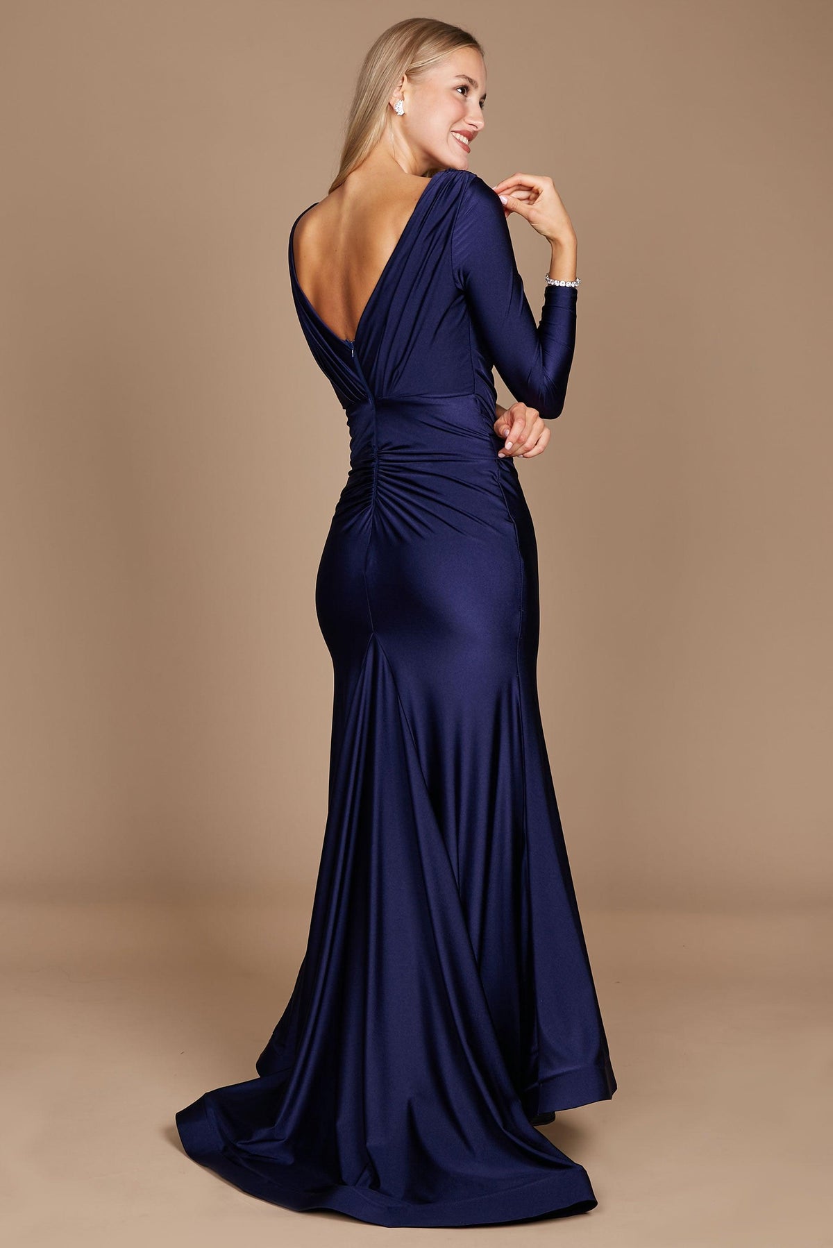 navy blue bridesmaid dresses with sleeves